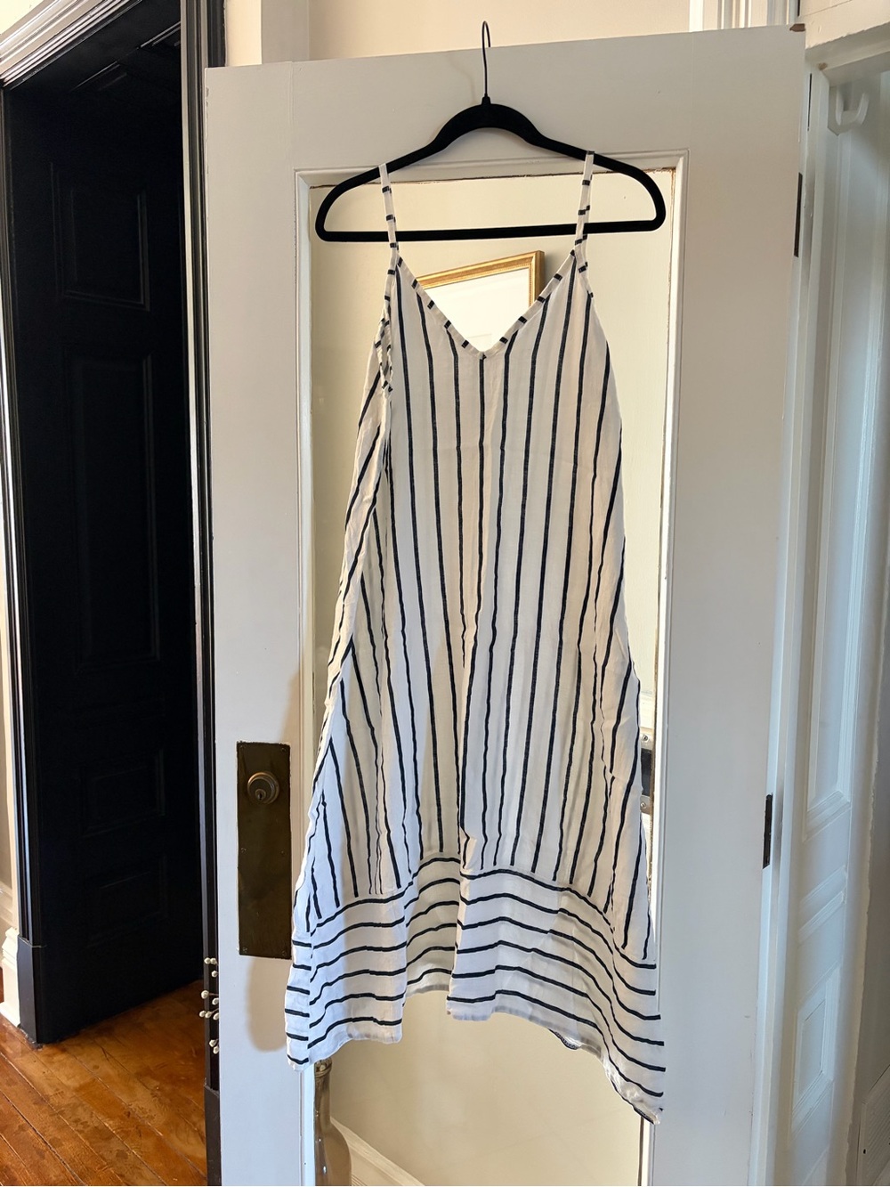 Striped White & Navy Sleeveless Summer Dress